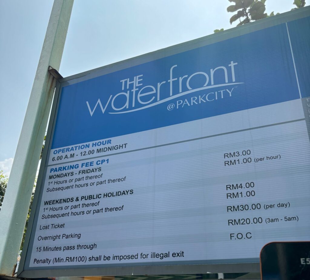 The Waterfront Parking Rates