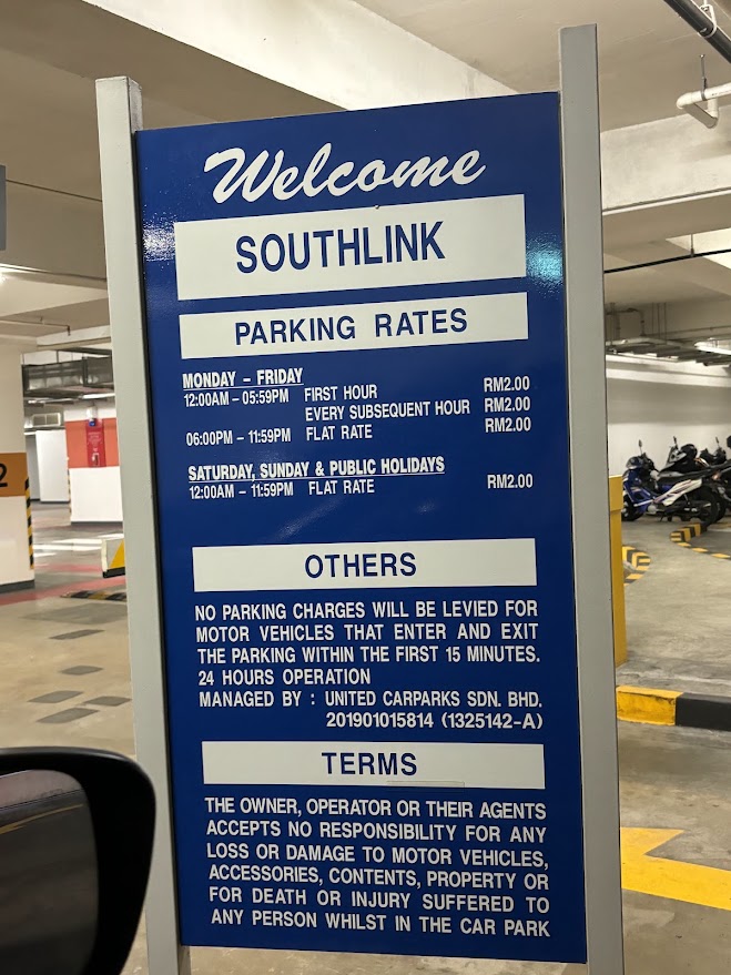 Southlink Bangsar South parking rate