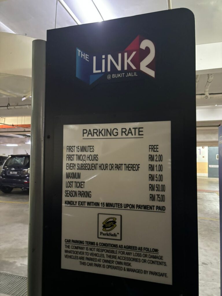 The Link 2 Bukit Jalil Parking Rates